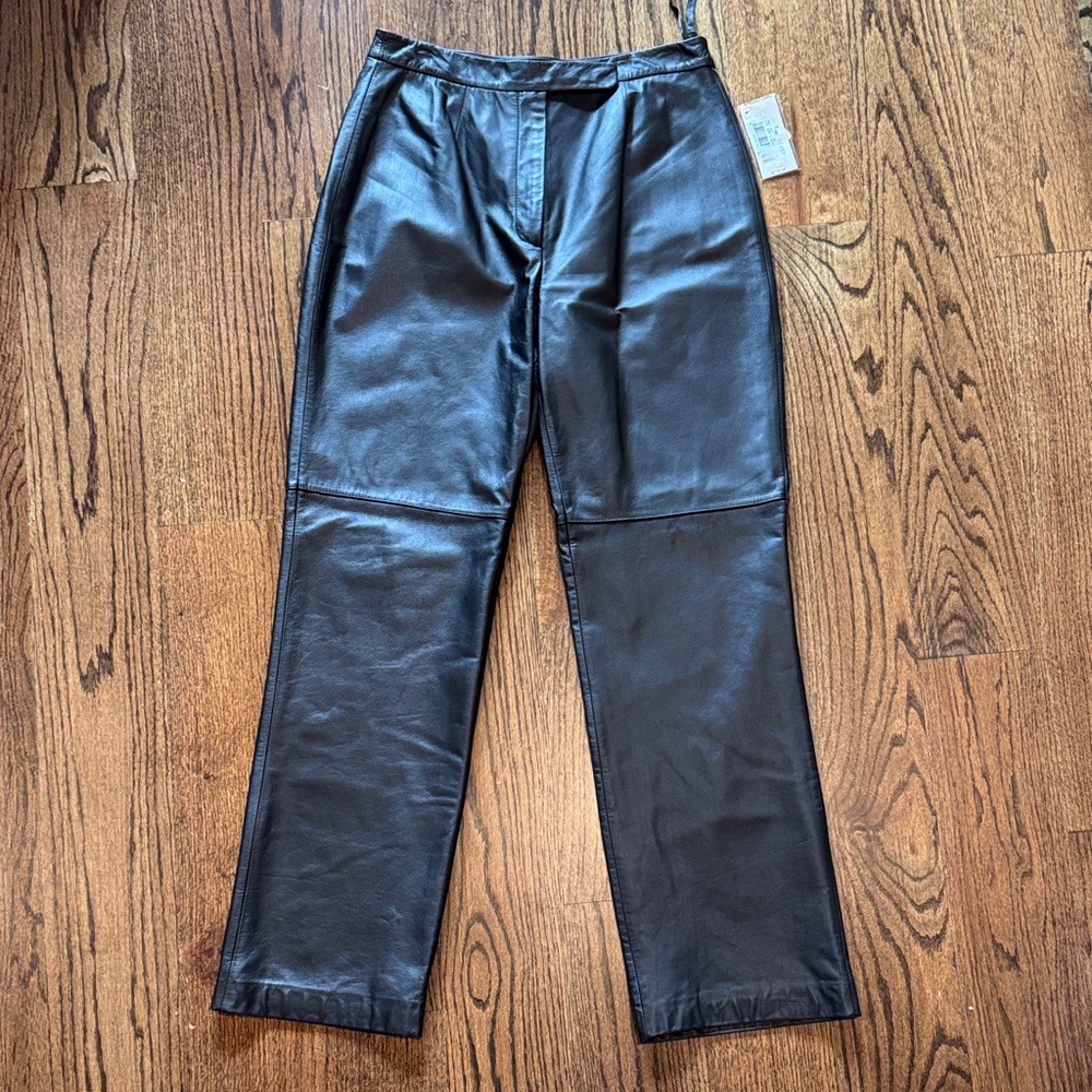 NWT—— VINTAGE Preston & York Premiere Black Leather Pants Women's 8 -